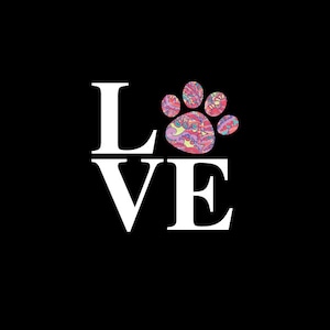 Love Paw Print Patterned Vinyl Decal, Custom Vinyl Decal, Dog, Puppy, Pet, Car Decal, Vinyl Decal