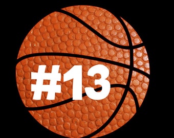 Basketball Decal with Player Number Decal! Perfect for your car, cooler, or travel mug! Support your favorite male or female player!