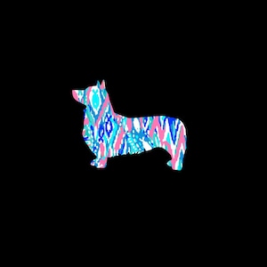 Pembroke Welsh Corgi with docked tail vinyl dog decal in many patterns and sizes! Decorate your car, laptop or favorite tumbler today!