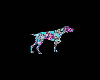 German Shorthaired Pointer on Point patterned vinyl decal in many prints and sizes!