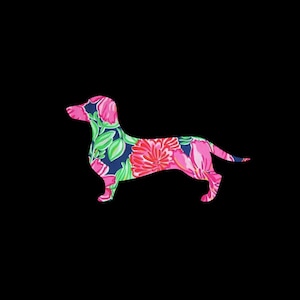 Dachshund Doxie Vinyl Preppy Print Car Decal in Your Choice of Sizes and Patterns!