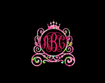 Princess Carriage Monogram Decal, complete in pretty patterns! Girls Room Decor, Nursery Decor, Princess Decor!