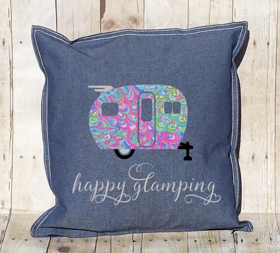 Camper Pillow Cover 20x20 100 Cotton Zippered Cover Etsy