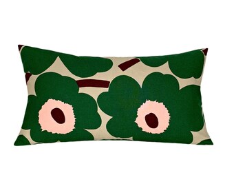 Dark Green Scandinavian Poppy Pillow.