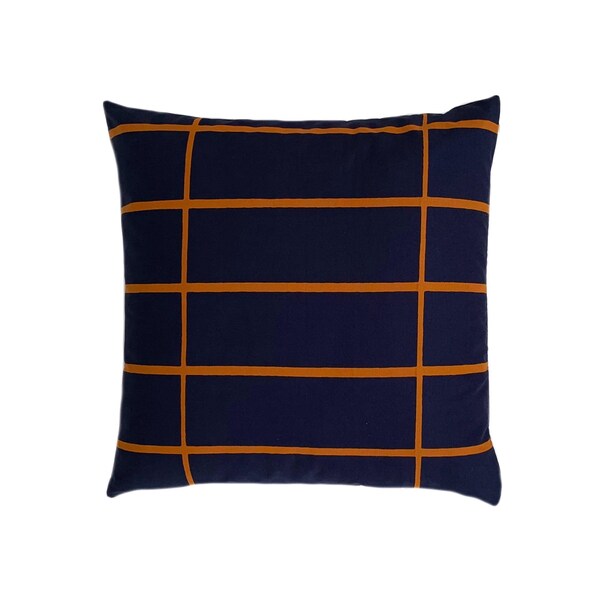 Scandinavian Dark Blue Throw Pillow. Geometric Decor.