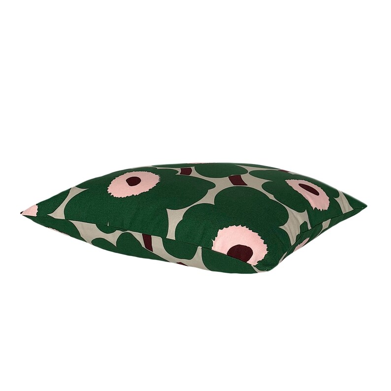 Dark Green Scandinavian Poppy Pillow.