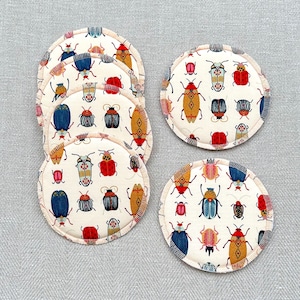 Beetles Nature Print Coaster Set. Quirky Cabin Decor for Porch or Patio.
