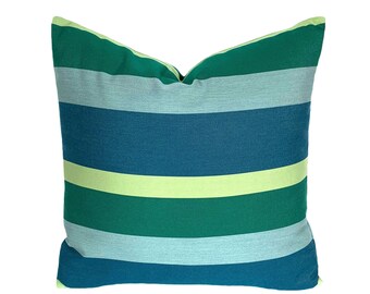 Striped Outdoor Pillow Cover. Patio Decor.