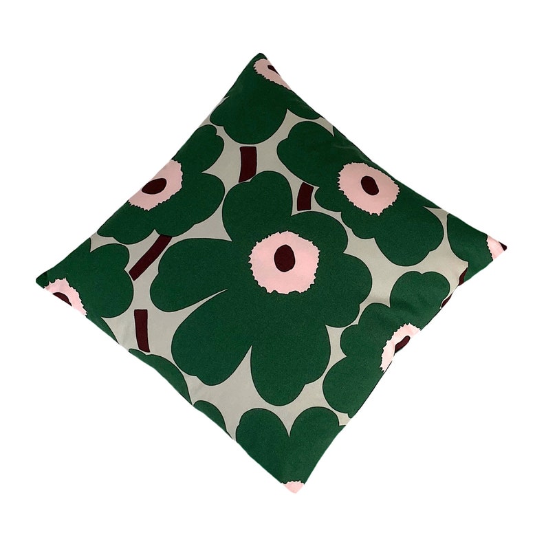 Dark Green Scandinavian Poppy Pillow.