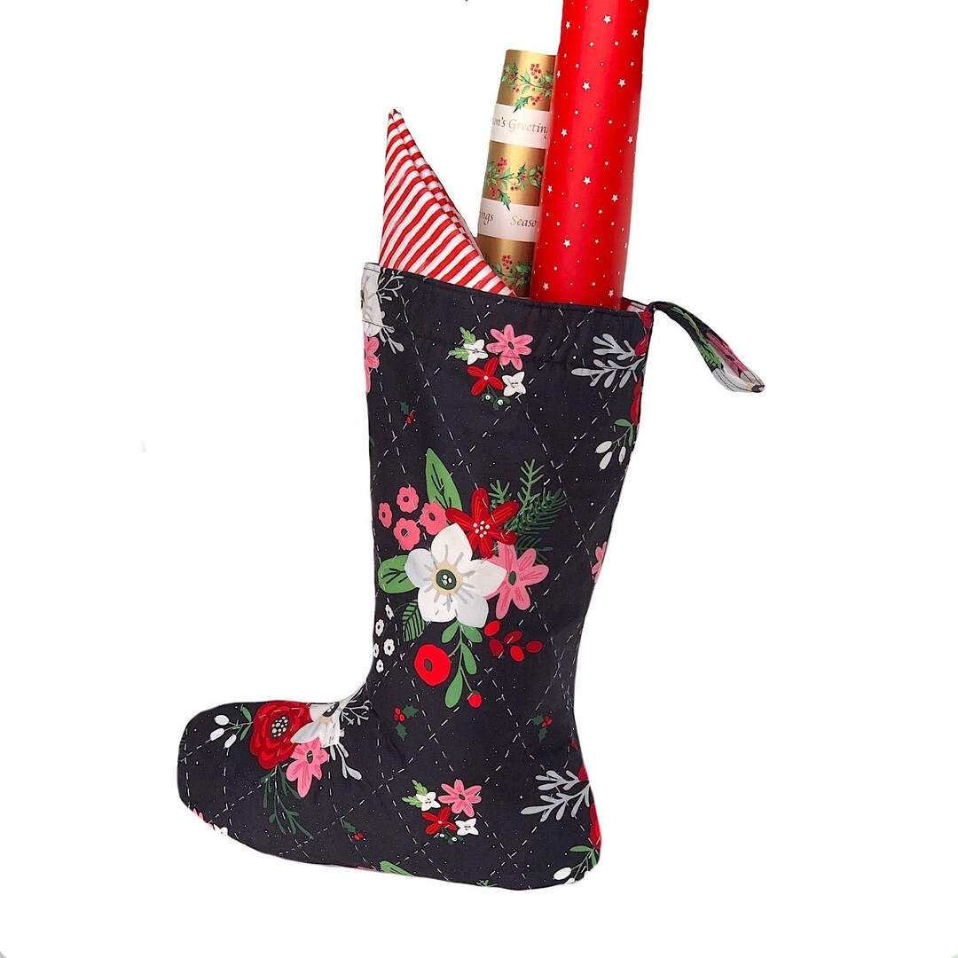 Quilted Floral Christmas Stocking. Wall Decor. Etsy