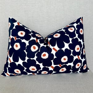 Retro Blue Marimekko Poppy Pillow Cover. Mid Century Modern. Home Decor Gift Ideas for Women.