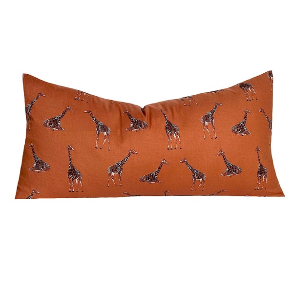 Rustic Giraffe Pillow Cover. Earth Tone Cabin Decor.