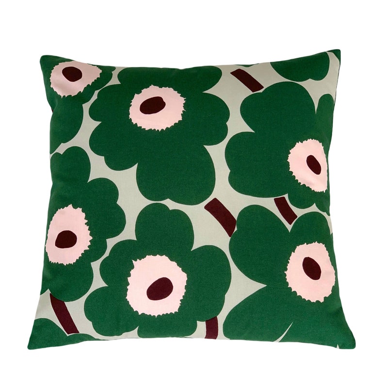 Dark Green Scandinavian Poppy Pillow.