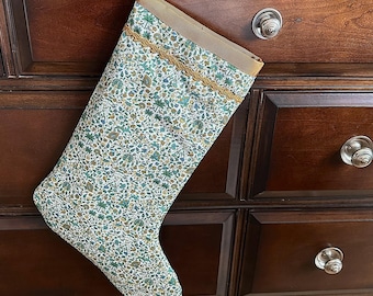 Keepsake Christmas Stocking. Cottagecore Woodland Wall Decor. Ribbon Trims.
