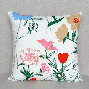 Handmade Marimekko Pillow Cover. Whimsical Botanical Print for Summer Vibes.