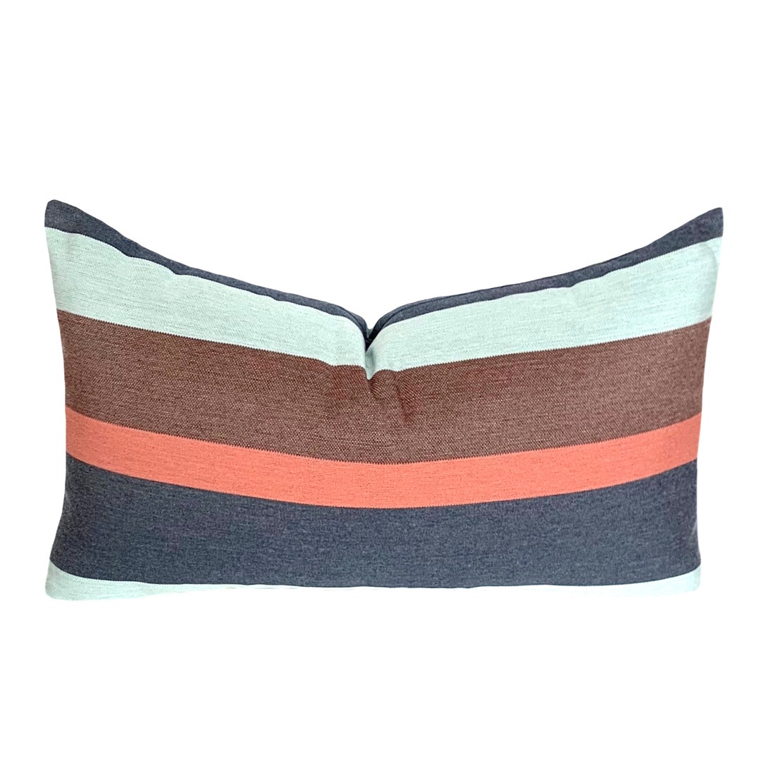 Striped Outdoor Throw Pillow. Patio Decor. Etsy