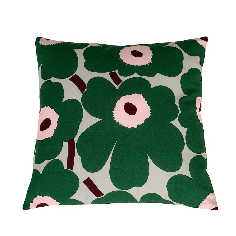 Dark Green Scandinavian Poppy Pillow.