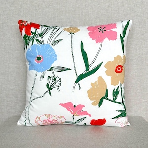 Colourful Marimekko Pillow Cover. Handmade Botanical Home Decor Gift.