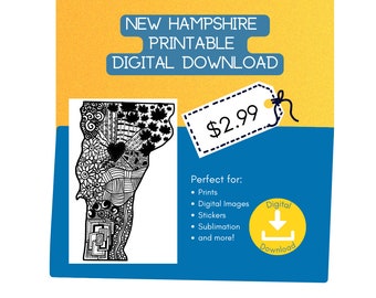 VT Green Mountain State - Printable - Digital - Digital Download - Instant Print - VT - Vermont Printable