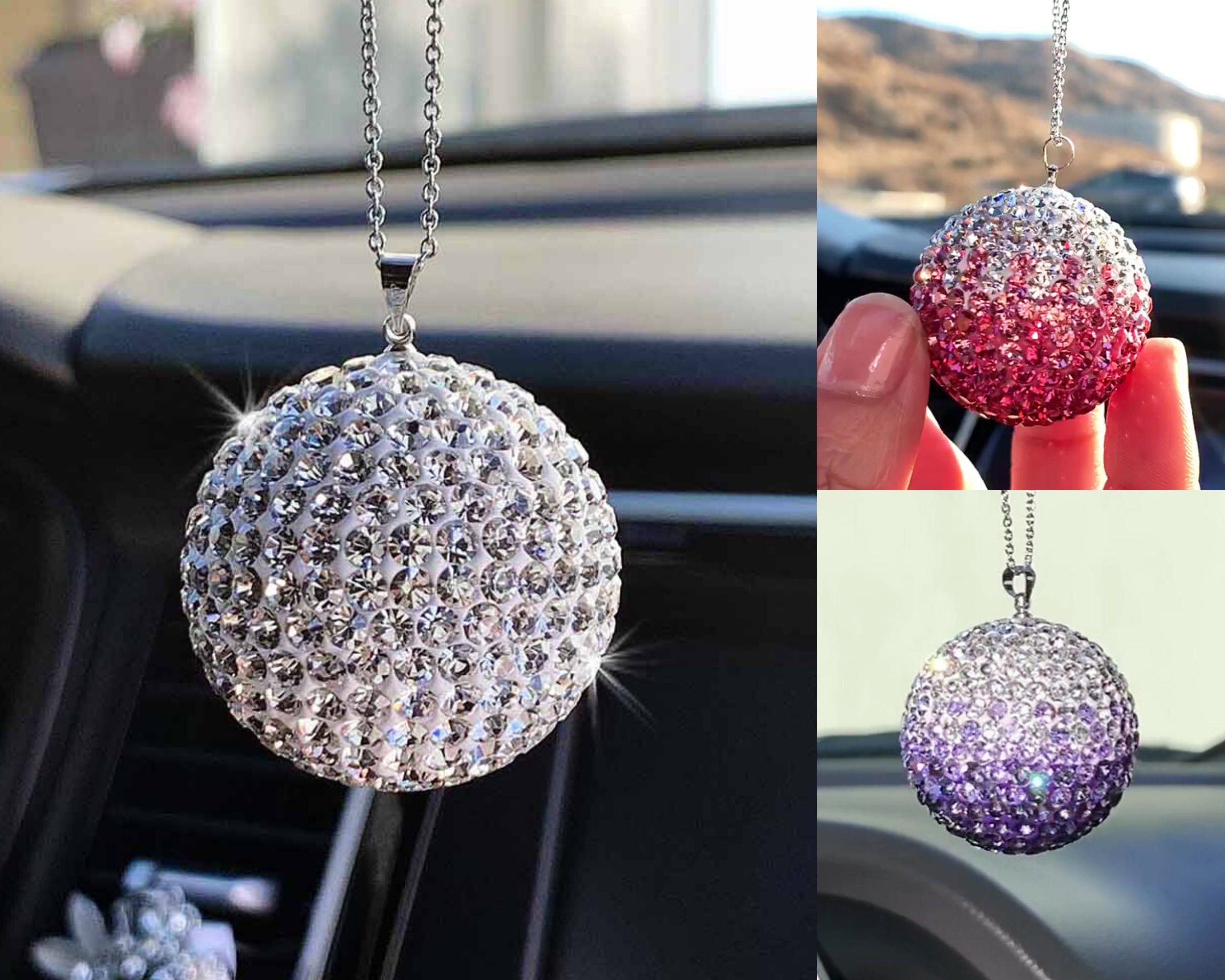 Bling Crystal Car Pendant Lucky Hanging Car Pendant with 2 Pieces Push to Start Button Decor Rhinestone Car Accessories Bling Ring Stickers for Car Auto Vehicles SUV Bling Crystal Car Pendant Lucky Hanging Car Pendant with 2 Pieces Push to Start Button Decor Rhinestone Car Accessories Bling Ring Stickers for Car Auto Vehicles SUV