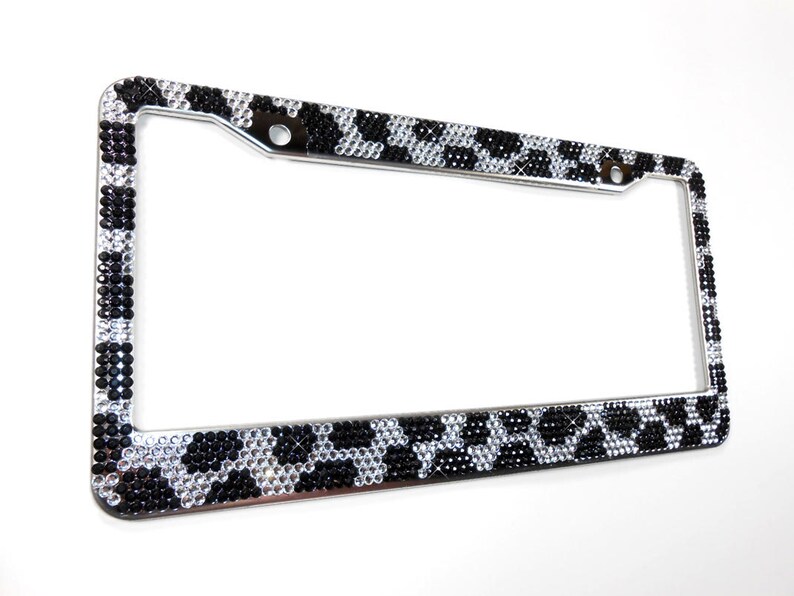 Bling License Plate Frame Black Crystal Leopard/cheetah Print Etsy