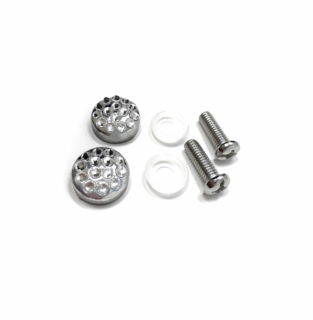 Crystal Screw Cap Covers, Replacement Caps for License Plate Frames