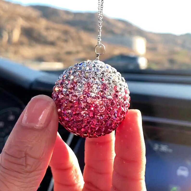 Crystal Ball Car Rear View Mirror Hanging Ornament Charm Etsy