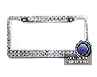 Dadop 2 Pack Bling License Plate Frames for Women Sparkly Rhinestone Car Stainless Steel License Frame with Bow Dadop 2 Pack Bling License Plate Frames for Women Sparkly Rhinestone Car Stainless Steel License Frame with Bow