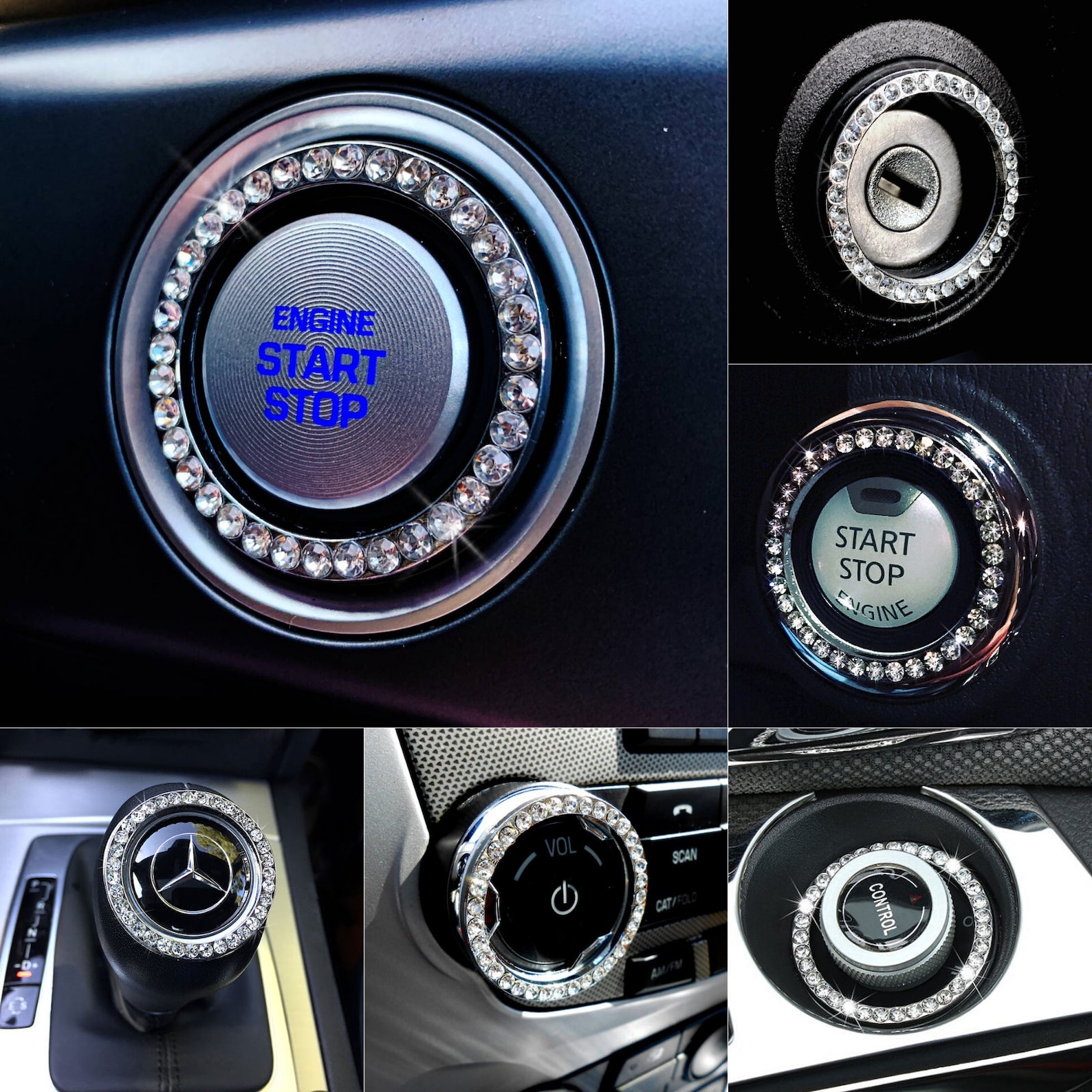 Car Bling Ring Emblem Car Accessories for Buttons & Knobs Etsy