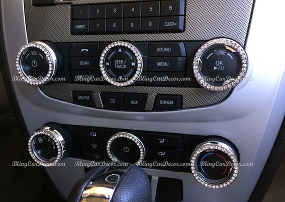 Bling Car Accessories for Auto Start Engine Ignition Button Key & Knobs Unique Gift for Women Bling for Car Interior Bling Car Decor Crystal Rhinestone Car Bling Ring Emblem Sticker Blue 