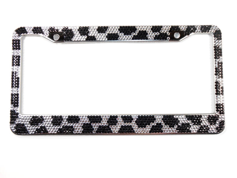 Bling License Plate Frame Black Crystal Leopard/cheetah Print Etsy