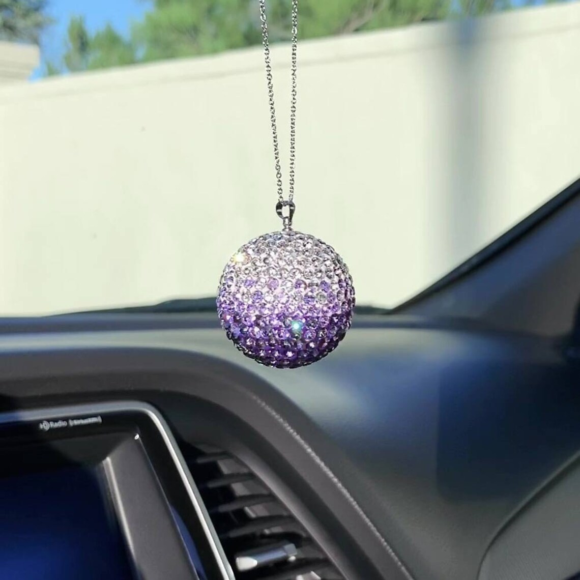 Crystal Ball Car Rear View Mirror Hanging Ornament Charm Etsy