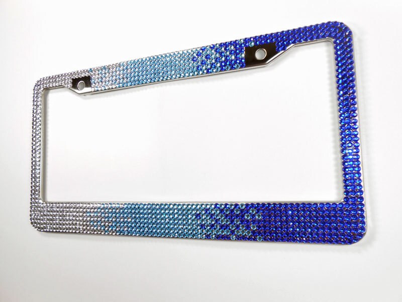 Blue Ombre Rhinestone License Plate Frame 7 Row Bling Frame Etsy
