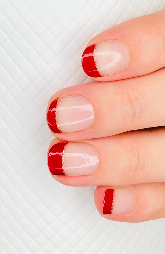 Classic Red French Nail Polish Wrap Strips for Short Nails - Etsy Classic Red French Nail Polish Wrap Strips for Short Nails - Etsy