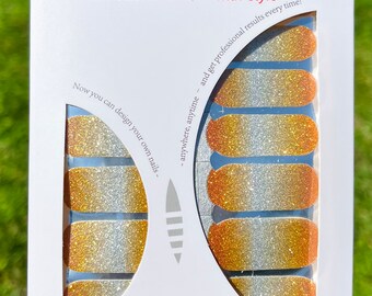 Orange Yellow Glitter Gradient Nail Polish Wrap Strips