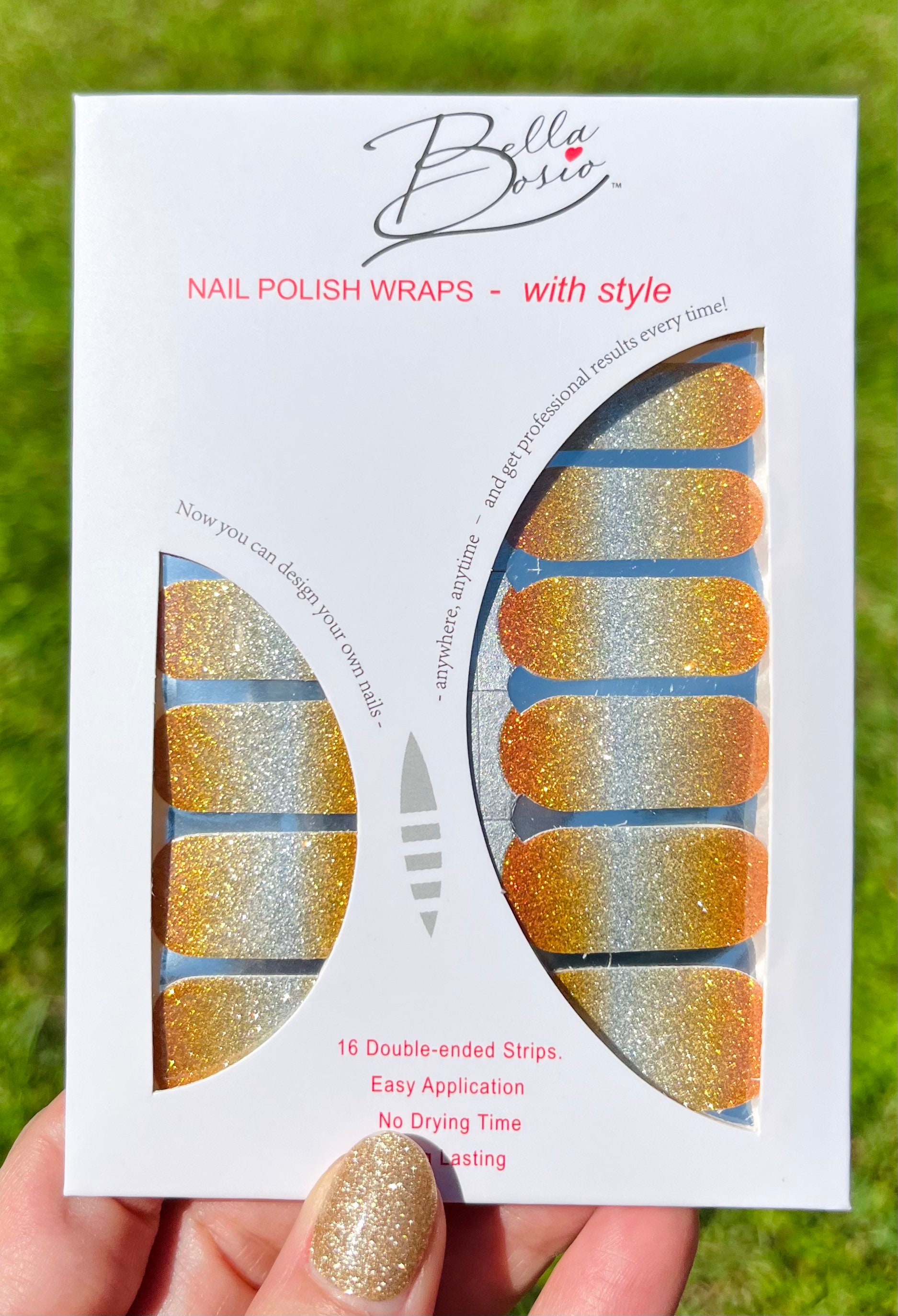 Vibrant Gradient Orange, Yellow Like the Sun and Silver Glitter Design Nail  Polish Wrap Strips for Short Nails - Etsy