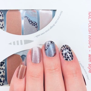 Wild Life - Brown Cheetah pattern, Nail Polish Wrap strips for short nails