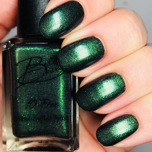 Evergreen - A Gorgeous dark forest shimmery metallic green polish - Full Size 15ml bottle.