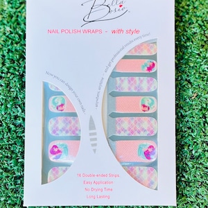 Kids - Mermaid and Mermaid scales nail polish wrap strips for kids nails