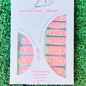 Kids - Unicorn Pink Nail Polish Wrap strips for kids nails