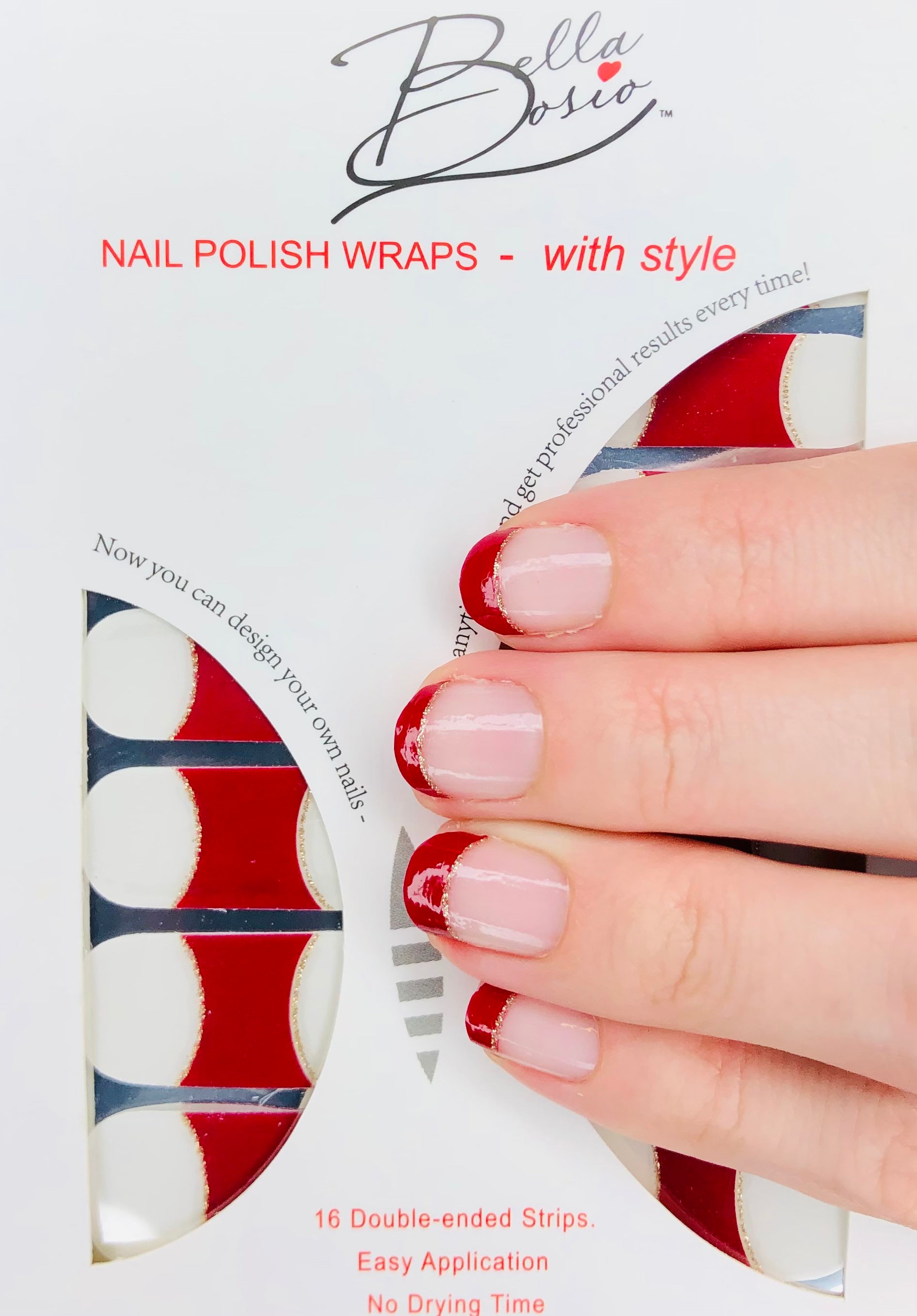 Short Red Nail French Twist Style