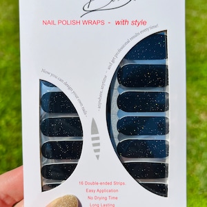 Black with specks of glitter like the galaxy Nail Polish Wrap strips for short nails