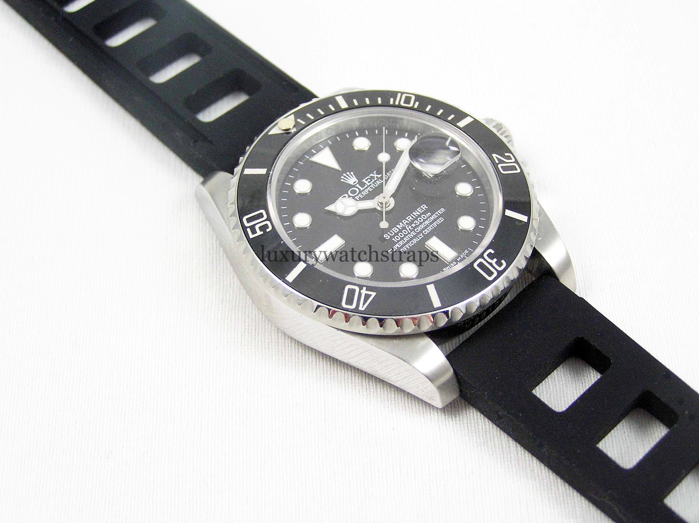 Ultimate high grade silicone black rubber watch strap for Rolex Submariner GMT Daytona Watch