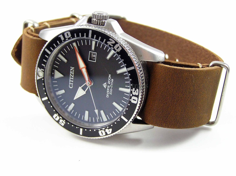 Leather NATO Watch Strap for Citizen Eco Drive Promaster Diver Etsy