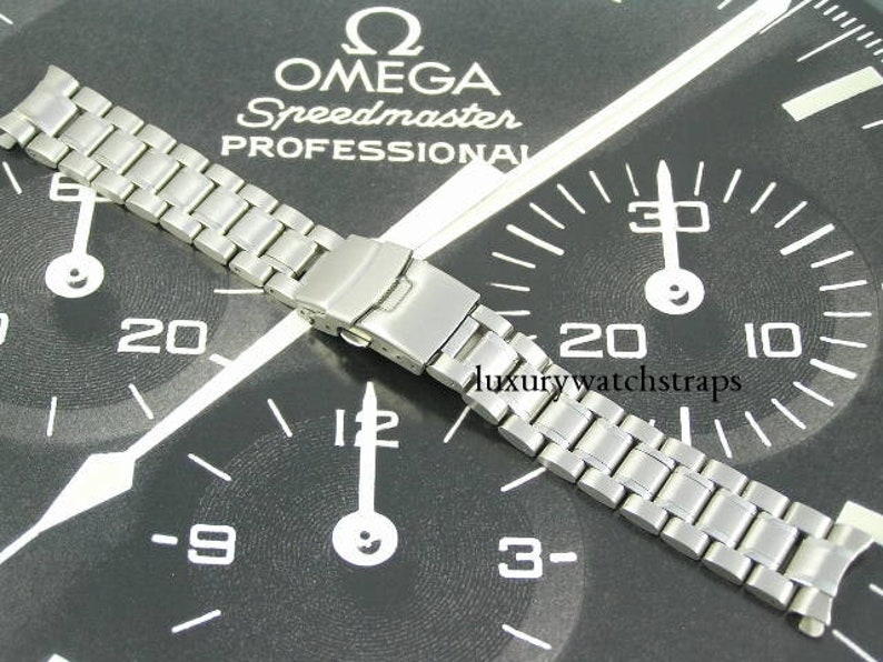 Solid new stainless steel strap for Omega Speedmaster Seamaster Planet Ocean watch. Double flip on sale lock clasp. 316L premium grade. 20mm