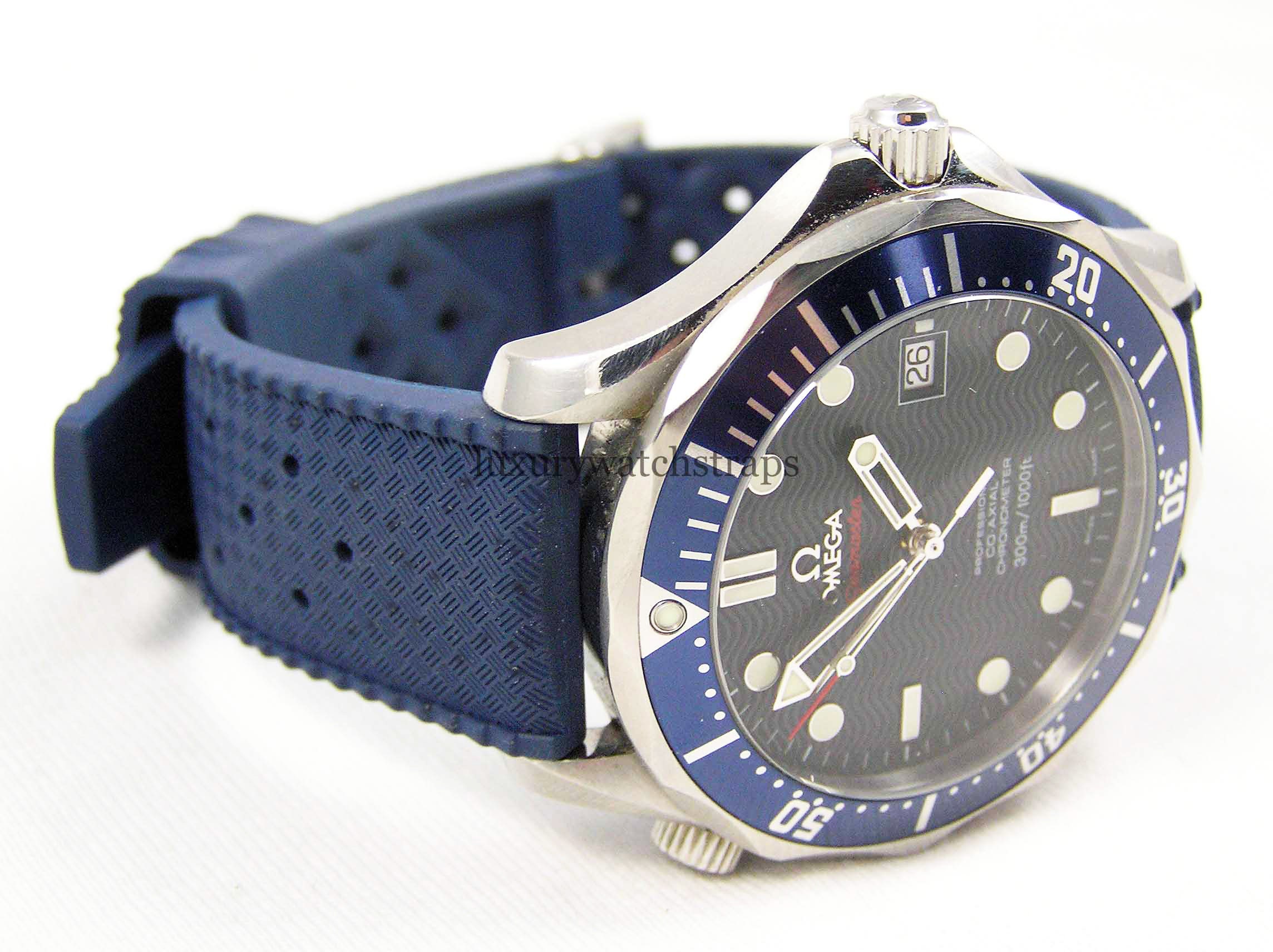Blue Silicone Rubber Watch Strap 