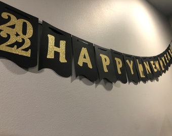 Bannière de bonne année | Bonne année| Bannière Champagne | Fête du Nouvel An | Bannière du Nouvel An | Fête du 31 décembre | Décoration de fête |