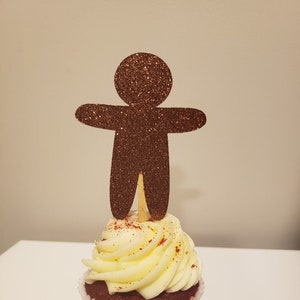Gingerbread Toppers (2") Set of 12 | Cupcake Toppers | Gingerbread Man | Party Decor | Holiday Decor | Gingerbread