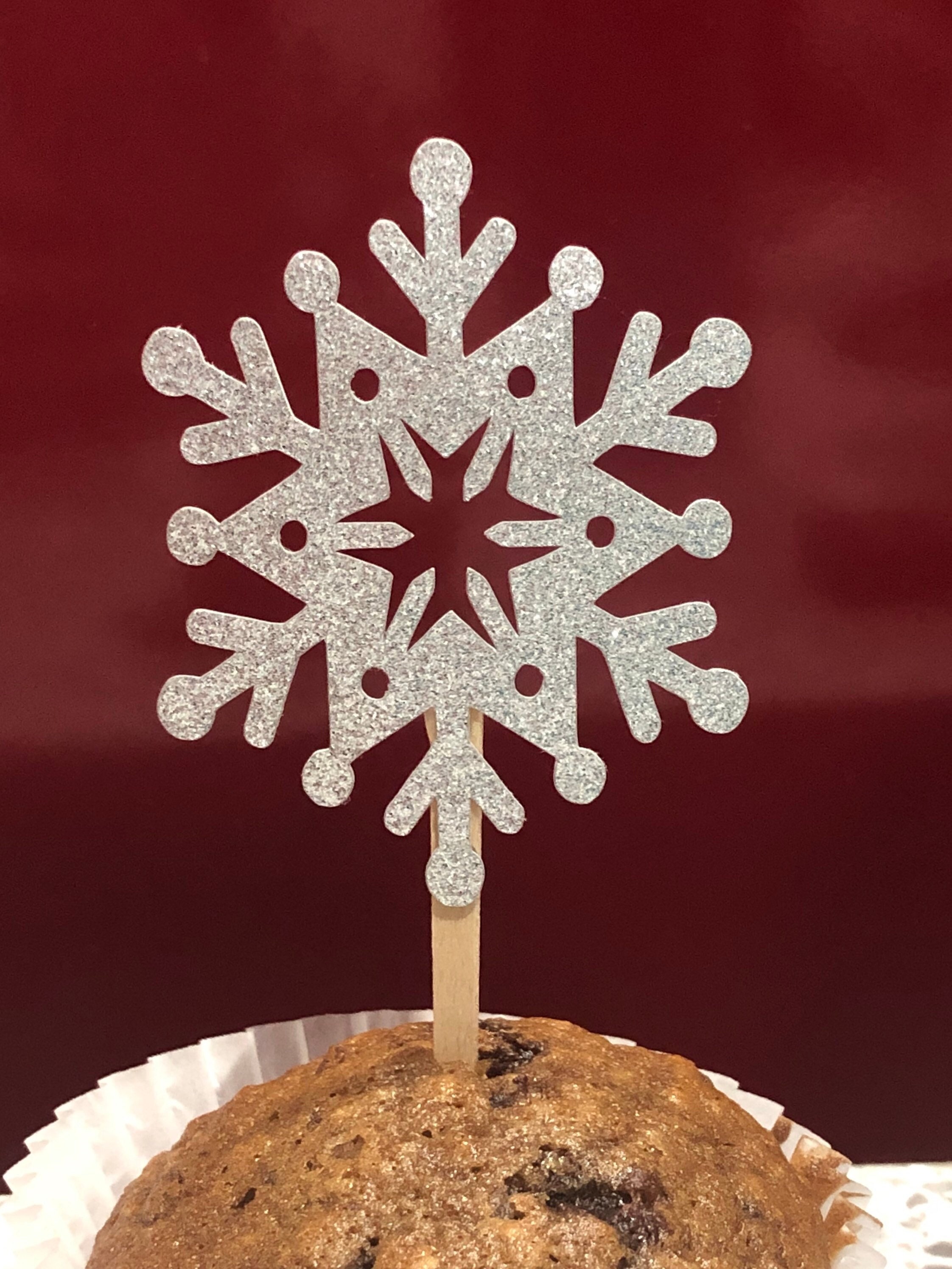 Snowflake Toppers (2”) Set of 12 | Cupcake Toppers | Snowflakes | Party Decor | Winter Themed Toppers | Frozen Decor |