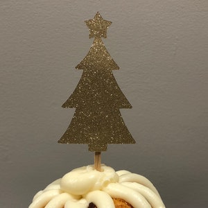 Christmas Tree Toppers (2”) Set of 12 | Cupcake Toppers | Tree Toppers | Holiday Decor | Christmas Toppers | Party Decor |